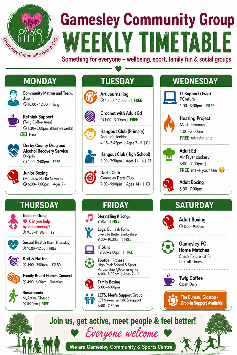 Gamesley Community Group Weekly Timetable