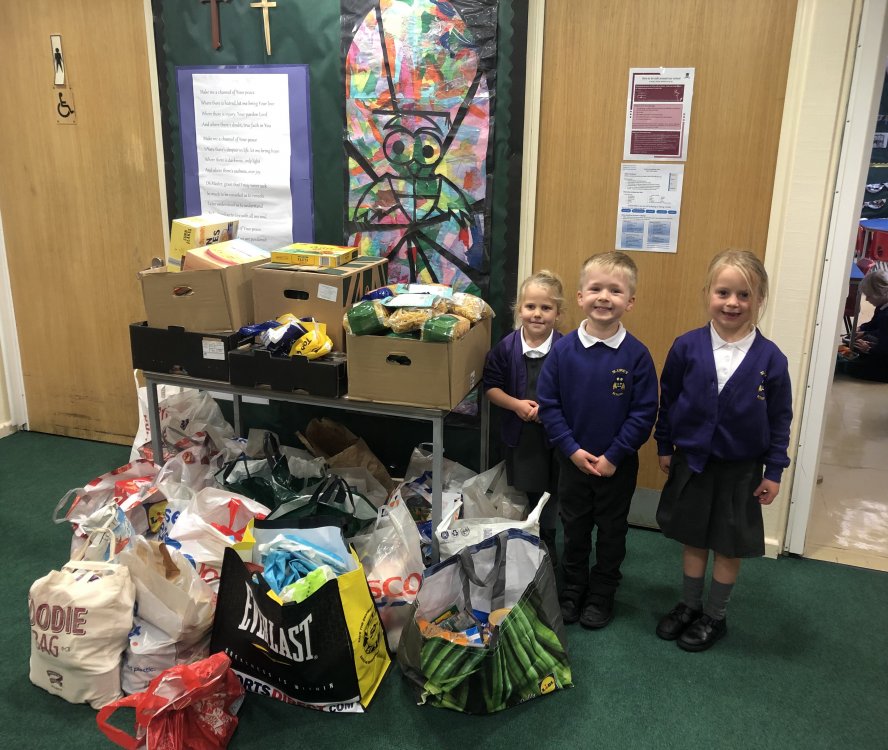 Harvest donation from a local school 